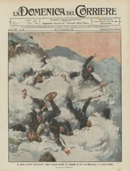 Die ersten Schneefälle des Winters, französische Alpenjäger von Lawinen am Mont Cenis, an der Grenze zu Italien, verschüttet